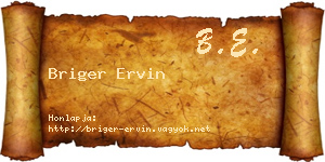 Briger Ervin névjegykártya